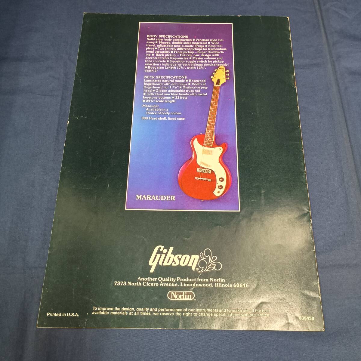 ac8*[Gibson solid body series]* Gibson гитара, американская версия, обложка karu Roth Santana, подлинная вещь, каталог *1975 год 
