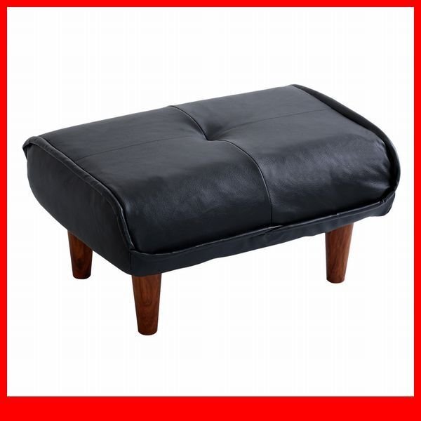 オットマン★ソファ オットマン/レザー ポケットコイル/ロータイプ サイドテーブル スツールにも/日本制 完成品/ブラック/a1