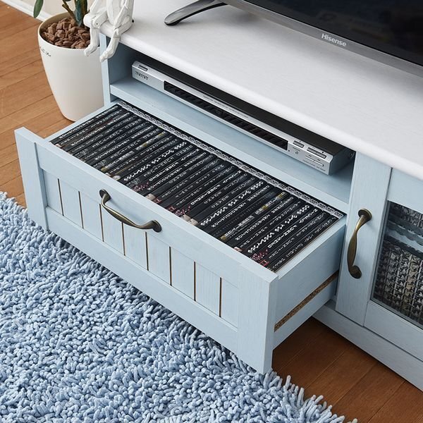 テレビ臺(tái)★フレンチカントリー/テレビ臺(tái) テレビボード テレビラック/コンパクト 幅80cm 32型/引出し 扉付き 収納/青 白/ffca-0001/特価zz