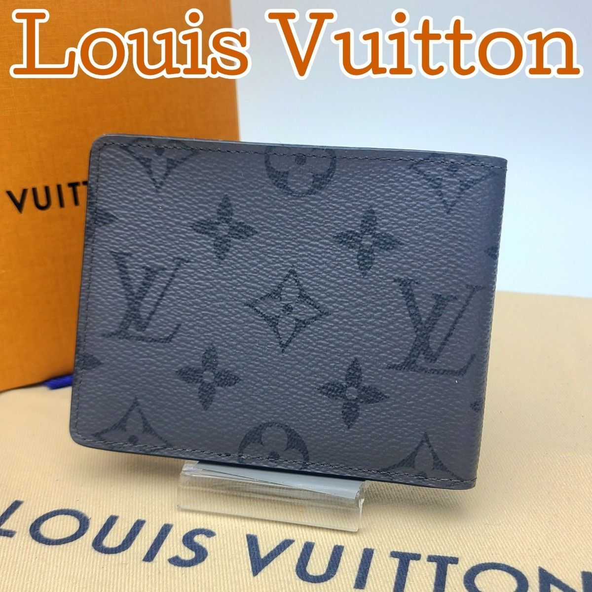 美品 ルイヴィトン モノグラム ２つ折り財布 エクリプスリバース スレンダー 箱 極美品 Louis Vuitton ルイヴィトンモノグラム 2つ折り財布