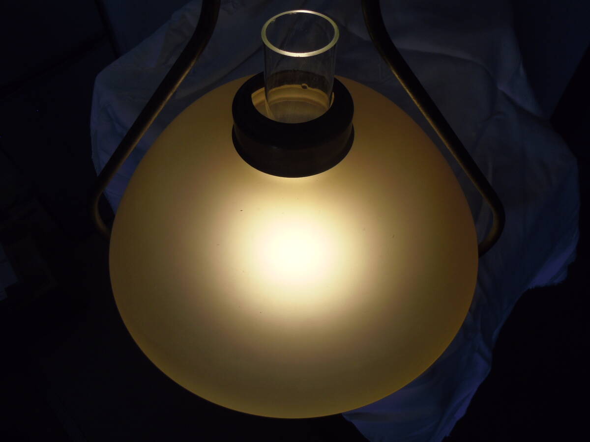 E66◇オイルランプ型◇イタリア制の古い吊照明 電気◇チェーンペンダント◇ガラスシェード◇西洋/アンティーク風◇レトロ◇送料1600円◇