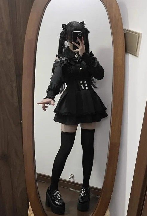 ゴスロリ スカート　S 黒 (S M L XL) ブラウス別　地雷 細身 ドレス_画像7