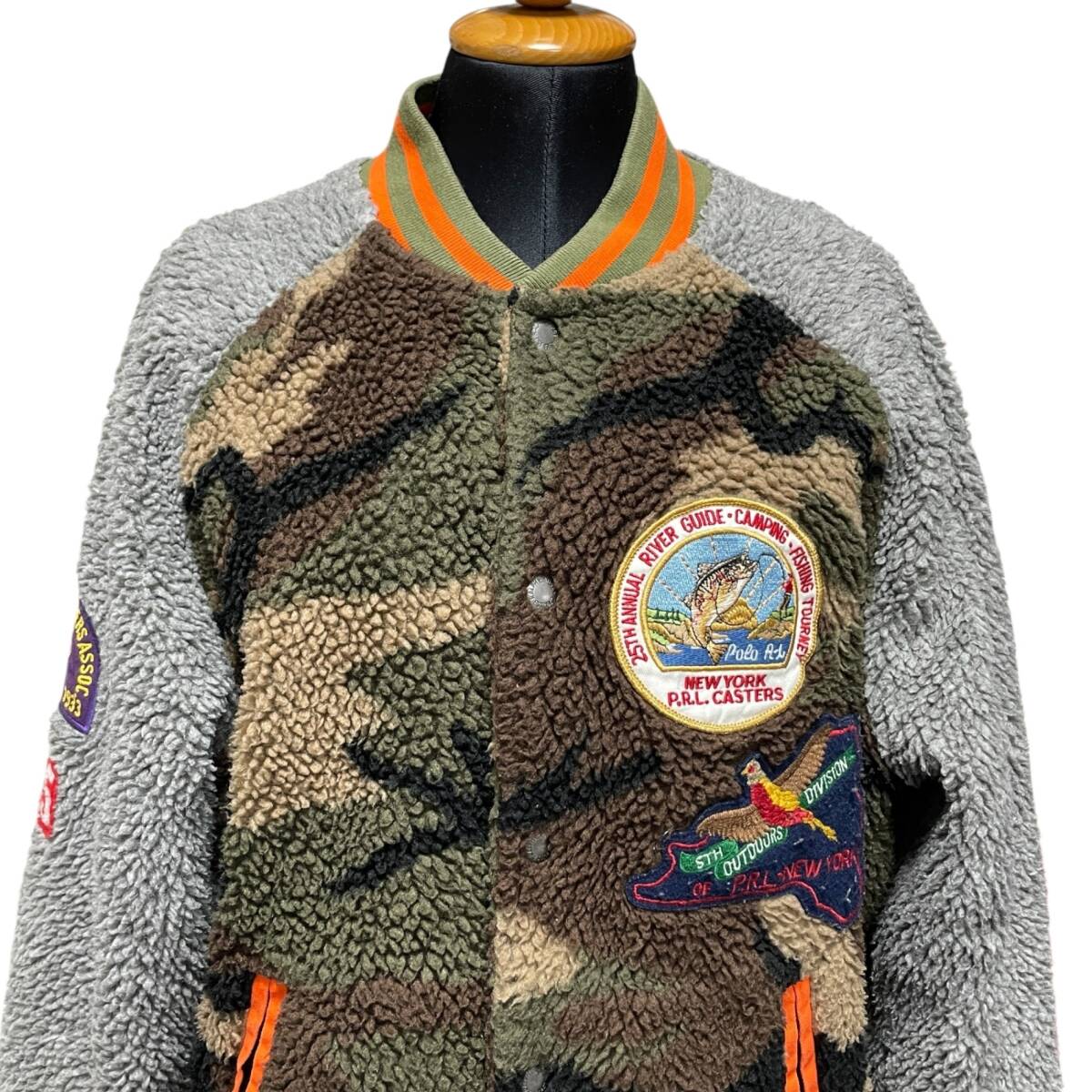 ◆中古品◆ POLO RALPH LAULEN ポロラルフローレン フリーススタジャン ボア フリースジャケット カモフラージュ柄 kyV13464N