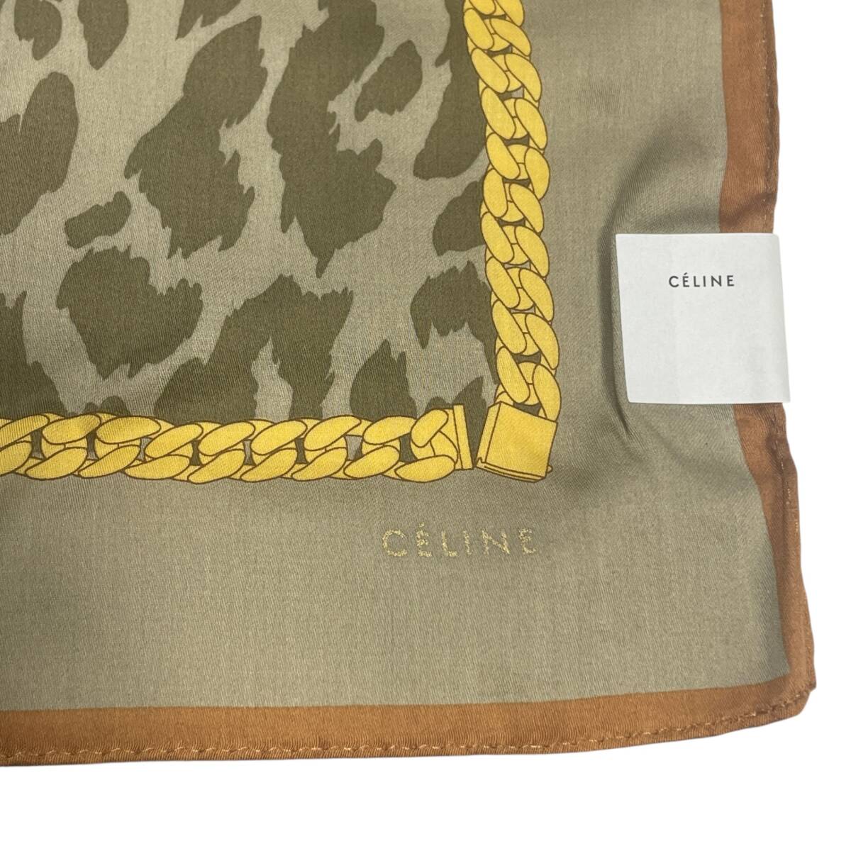 ◆未使用品◆ CELINE セリーヌ ハンカチ レオパード柄 豹柄 ヒョウ柄 綿 コットン 100% 日本製 箱有(Matsuzakaya) kyV18009N_画像4