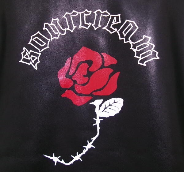 新品★Sourcream サワークリーム★カウレザー シングルライダース★ブラック M 薔薇バラ