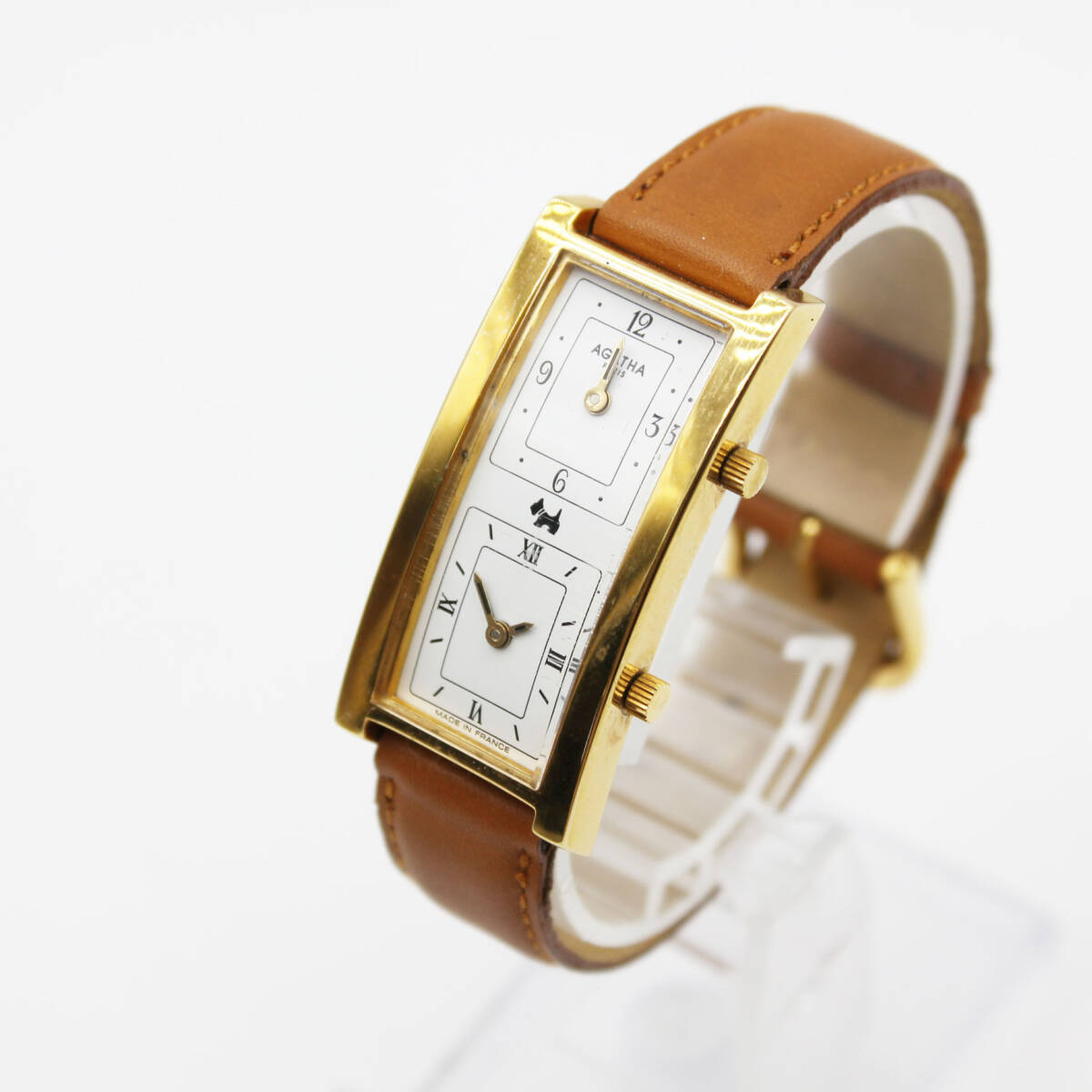 W250923-38 AGATHA アガタ ダブルフェイス レディース腕時計 クォーツ ジャンク 文字盤ホワイト フランス製