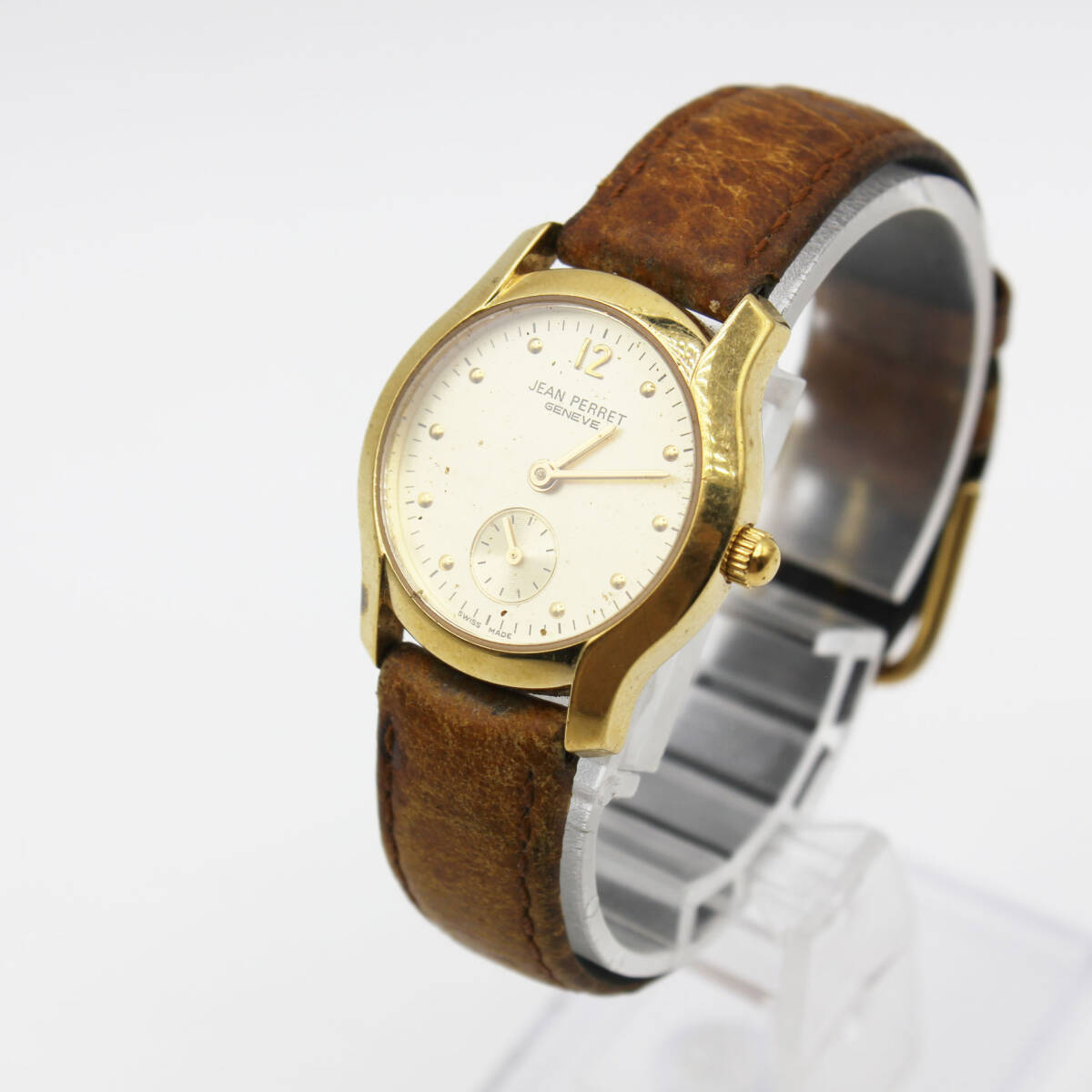 W250924-08 JEAN PERRET GENEVE ジャンペレ 3873 レディース腕時計 クォーツ スモセコ ジャンク 文字盤ゴールド