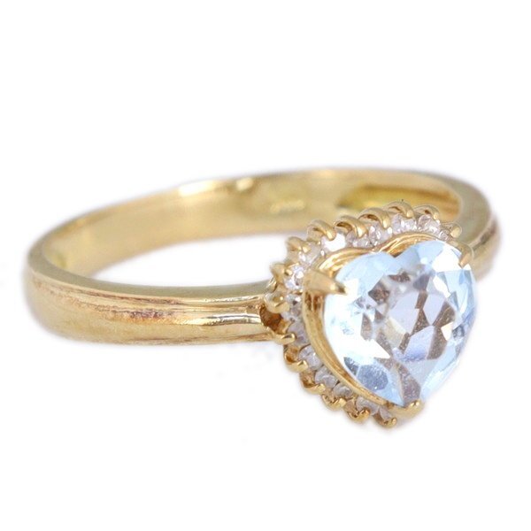 Aランク【ジュエリー】アクアマリンリング/ハート/K18YG/8号/2.5g/指輪/レディース/アクセサリー_画像2