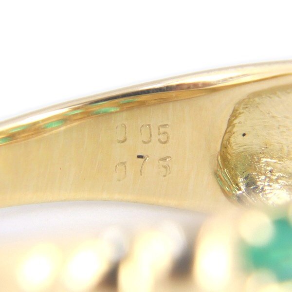 新品同様【ジュエリー】エメラルド ダイヤモンドリング/K18YG/11号/4.0g/指輪/レディース/アクセサリー_画像5