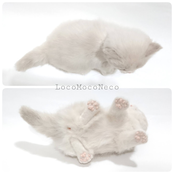 LocoMocoNeco 羊毛フェルト 貓 ラグドールの子貓 ハンドメイド リアル ドール インテリア ろこもこねこ
