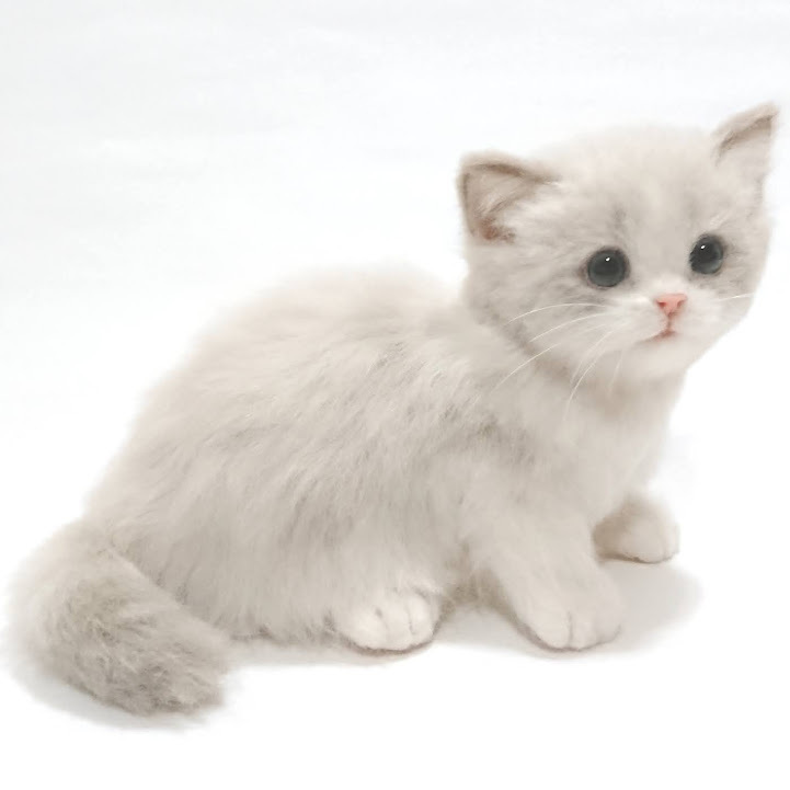 LocoMocoNeco 羊毛フェルト 貓 ラグドールの子貓 ハンドメイド リアル ドール インテリア ろこもこねこ