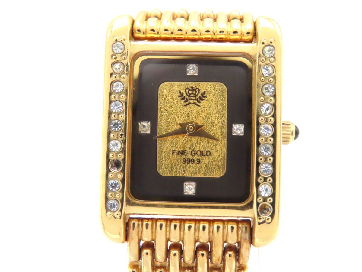 1円 フレスカ FINE GOLD ブラック/ゴールド文字盤 レディース 稼働 QZ 2580905