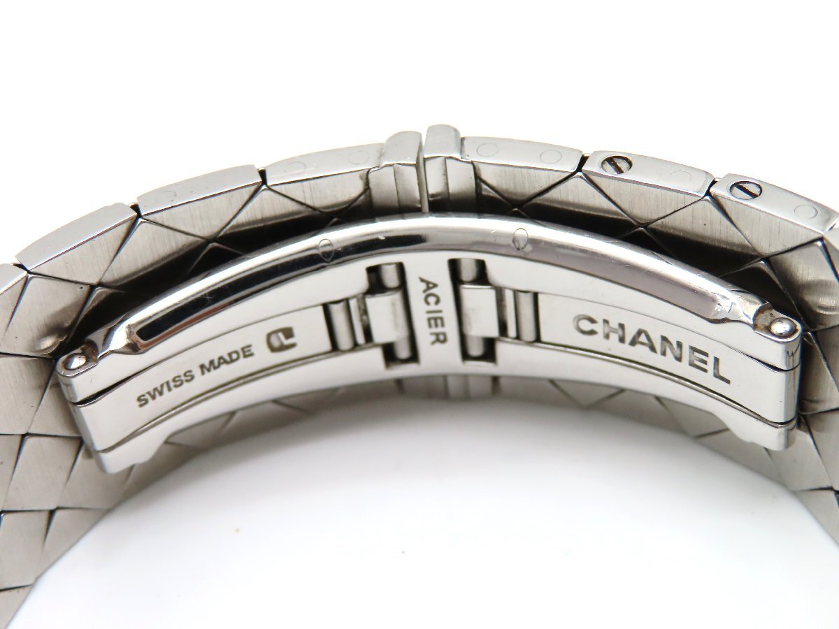 1円 シャネル マトラッセ　ダイヤベゼル SS ブラック文字盤 レディース 稼働 QZ 25892 KKRE
