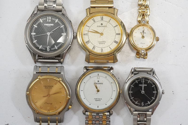 1円~【J180】腕時計6点まとめて　renoma/TECHNOS/JUNGHANS/CYMA　レディース　メンズ　ユニセックス　腕時計　部品　パーツ