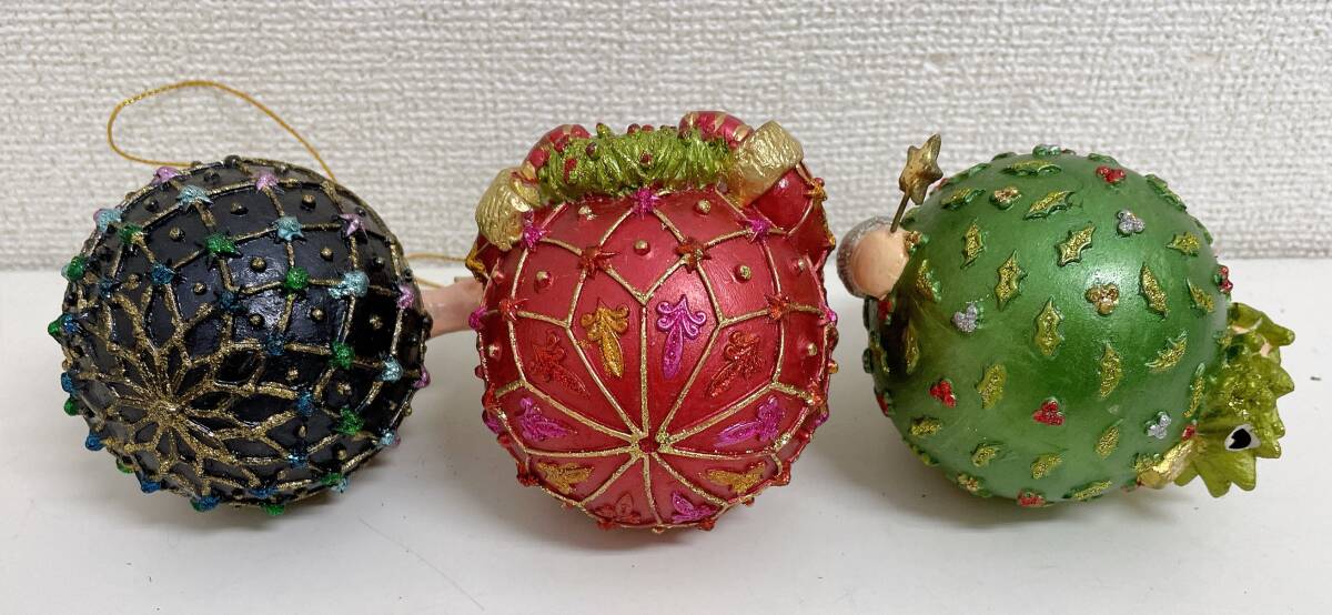 【Francfranc(フランフラン) レジン オーナメント サンタ3点セット★】グリーン/レッド/ブラック/クリスマス/インテリア/A78-142_画像5