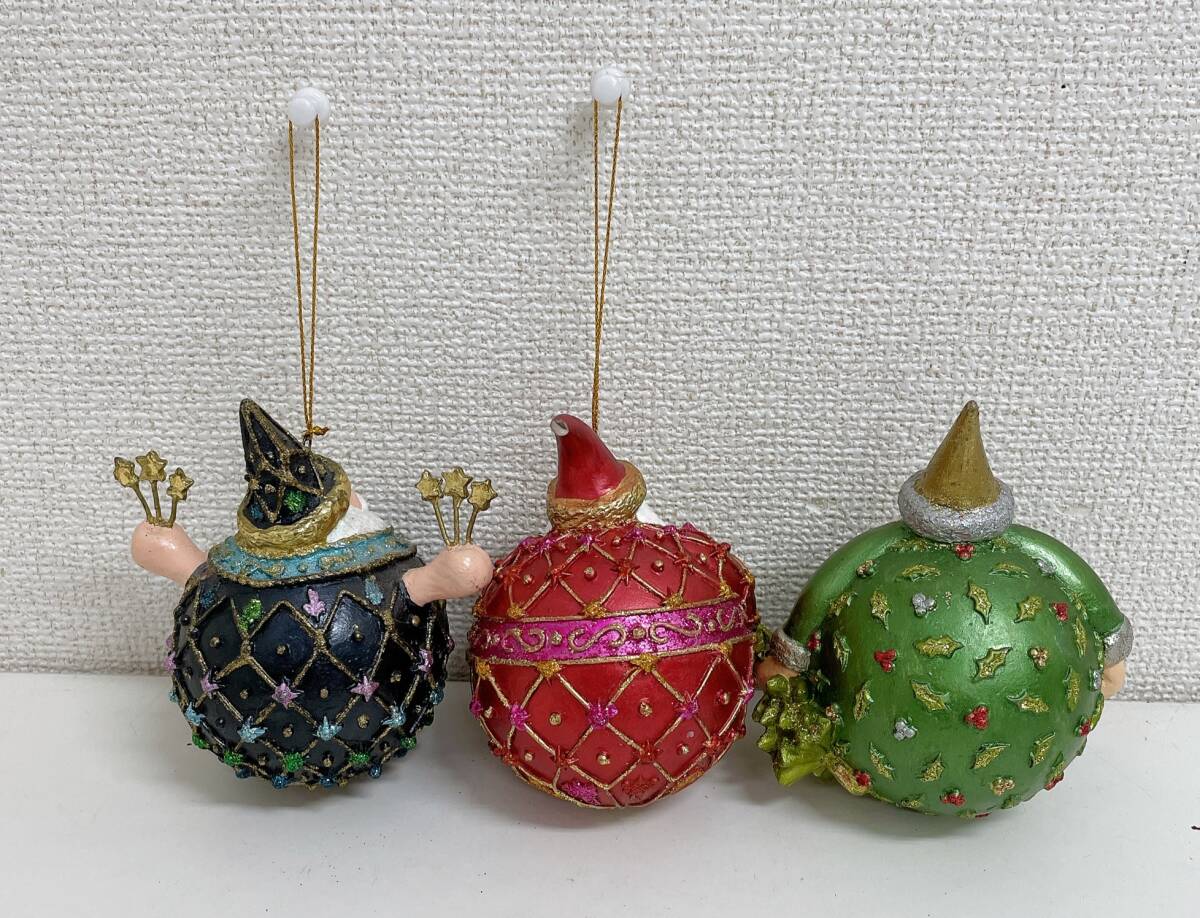 【Francfranc(フランフラン) レジン オーナメント サンタ3点セット★】グリーン/レッド/ブラック/クリスマス/インテリア/A78-142_画像2