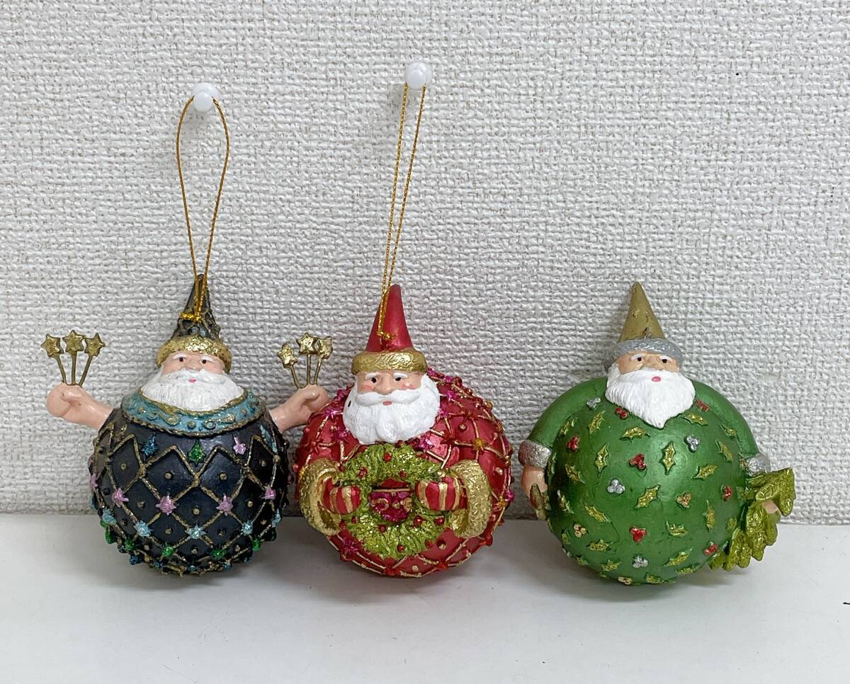 【Francfranc(フランフラン) レジン オーナメント サンタ3点セット★】グリーン/レッド/ブラック/クリスマス/インテリア/A78-142_画像1