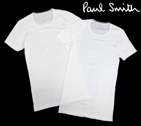 ※水201新品▼ ポールスミス Paul Smith クルーネック 半袖Tシャツ 2枚セット 【 LL 】 半袖カットソー Tシャツ 國內正規(guī)品 白系