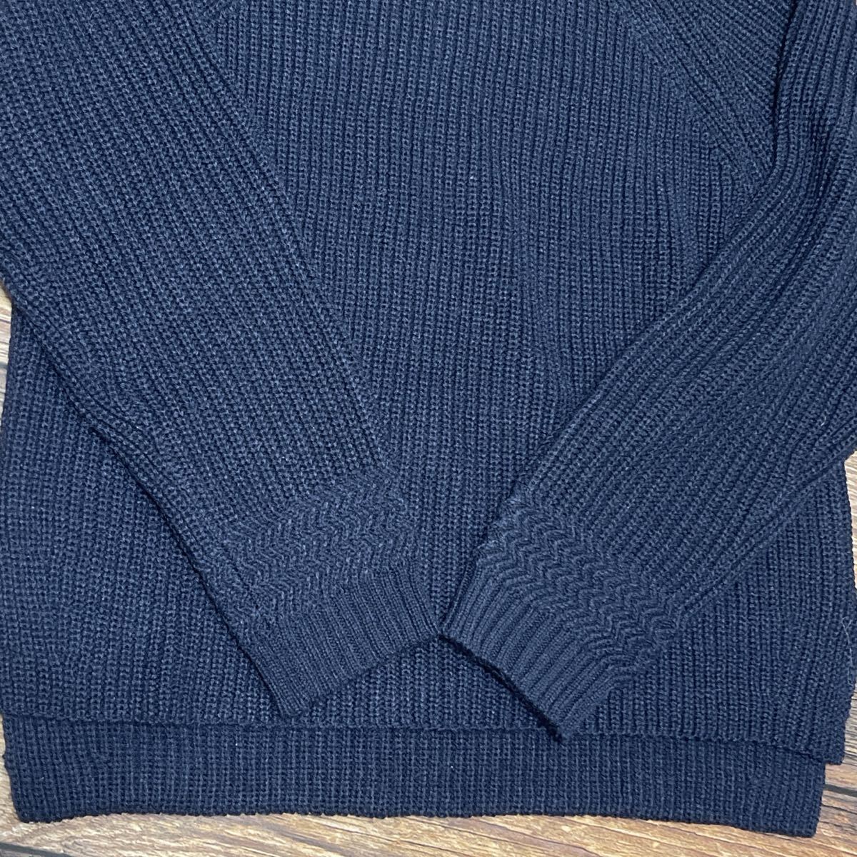 新品 未使用 ikka イッカ ニット トップス セーター 長袖 ウール ゆったり 大きめ レディース 防寒 冬 ナチュラル シンプル ネイビー L_画像4
