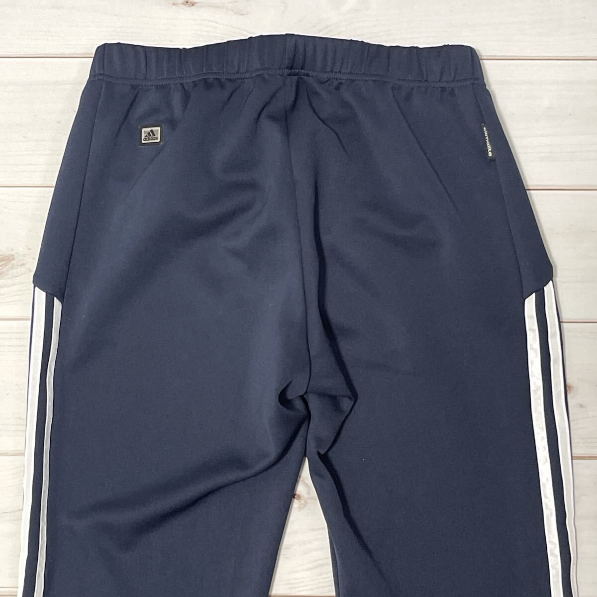 adidas アディダス トラックパンツ ジャージ ロング丈 脚長効果 レディース ボトムス アウトドア トレーニング スポーツ ネイビー 紺 L_画像7