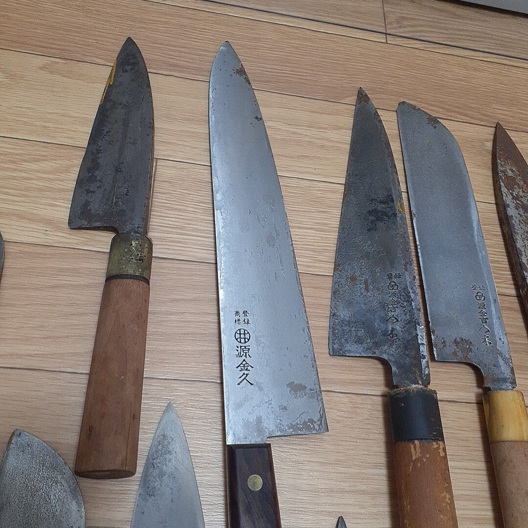 京都蔵出し 刃物 調(diào)理器具 和包丁 刺身包丁 出刃包丁など　大量まとめ　有次　源金久　源金吉　八木　堺憲司　堺包丁 16點　希少 料亭 三徳