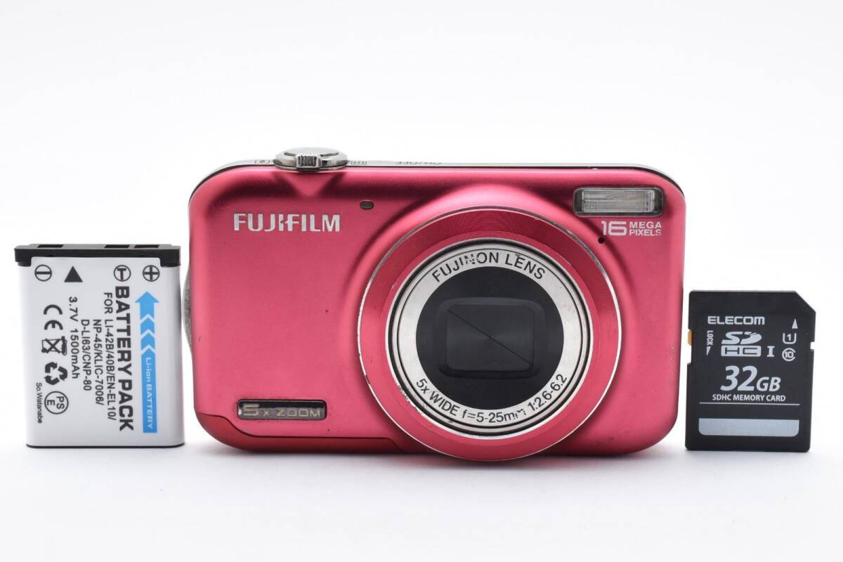 【動作良好！】FUJIFILM FinePix JX400 レッド 軽量コンパクトで初心者でも安心