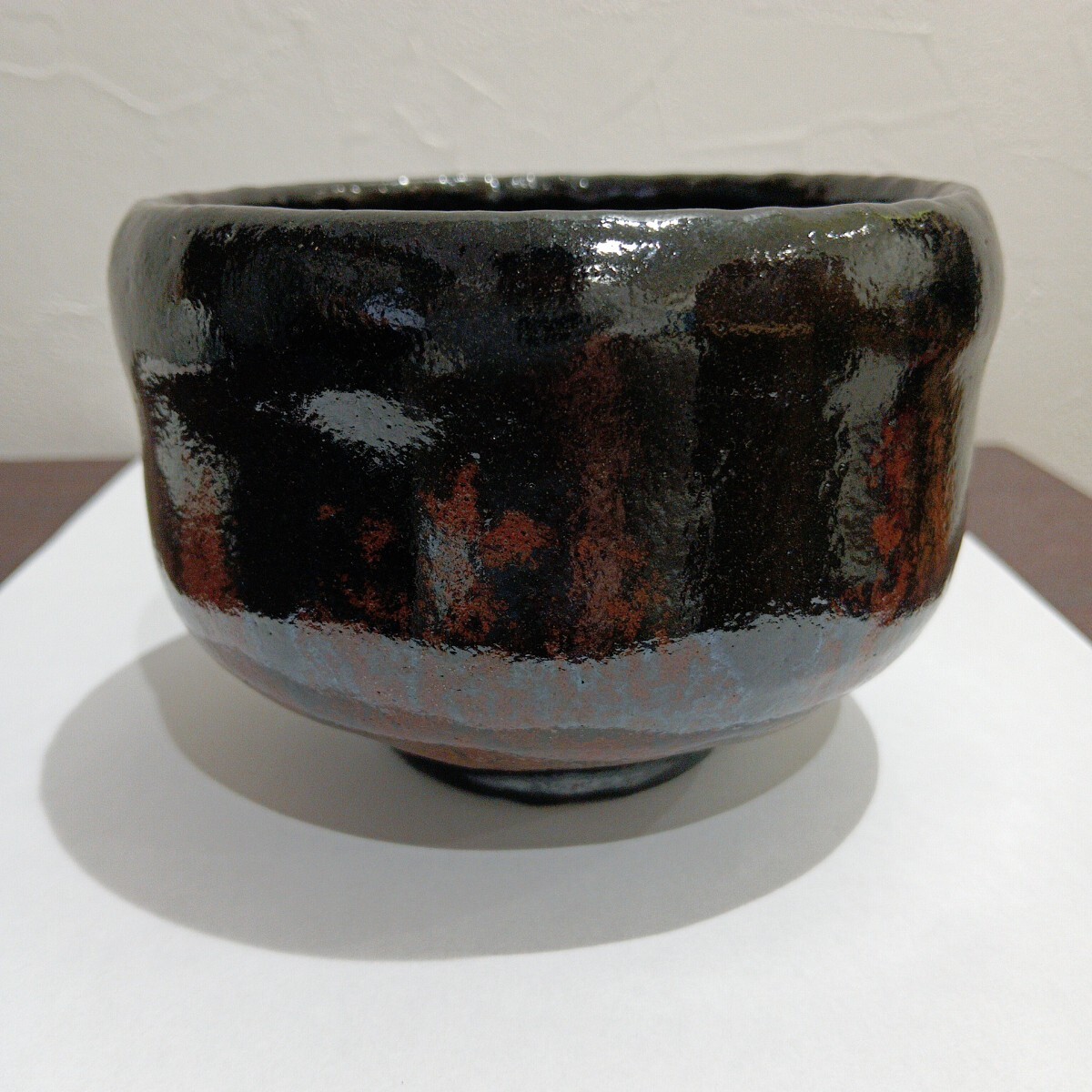 楽焼 窯元 三代 昭楽 のんこう七種の內(nèi) 稲妻茶碗 黒楽茶碗 茶道具 共箱 しおり 1円スタート