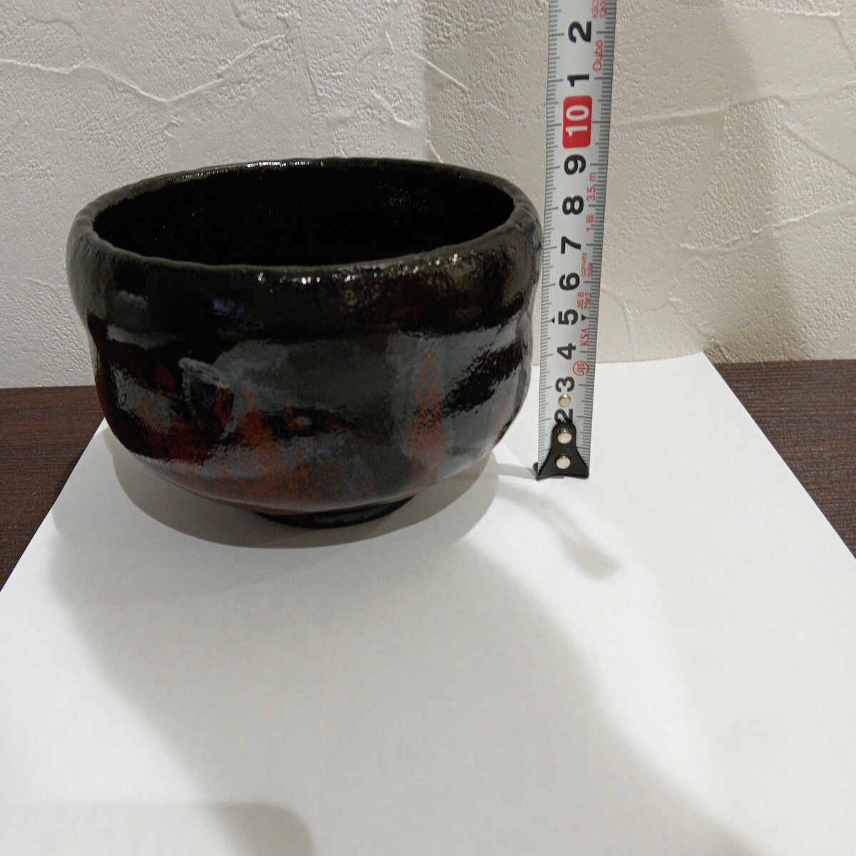 楽焼 窯元 三代 昭楽 のんこう七種の內(nèi) 稲妻茶碗 黒楽茶碗 茶道具 共箱 しおり 1円スタート