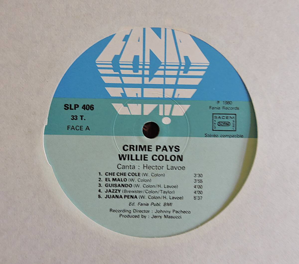 Willie Colon Canta Hector Lavo /CRIME PAYS /SLP 00406 Fania Records 盤面良好 当時 送料無料_画像3