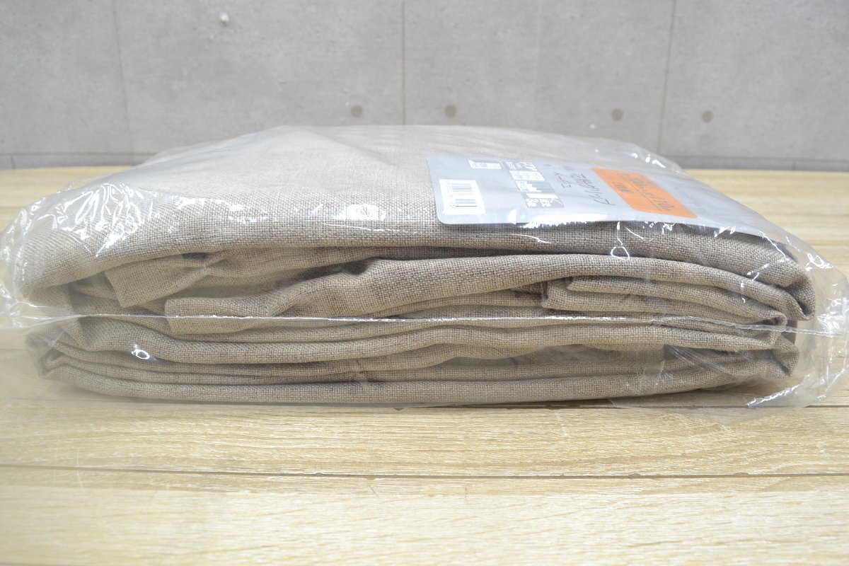 C2593■未使用・長期保管品■カーテン　品名：花粉グリップ　色：ベージュ■幅100㎝×丈110㎝　2枚組■遮光3級■アジャスターフック付　_画像4