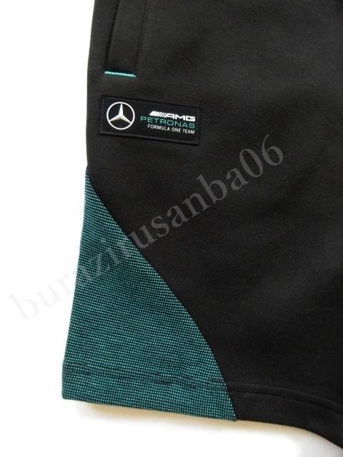 US/M 日本L相当◆未使用 PUMA プーマ × メルセデス ベンツ コラボ スウェット ハーフパンツ 上質な風合い メルセデスAMG 599611 ブラック_画像3