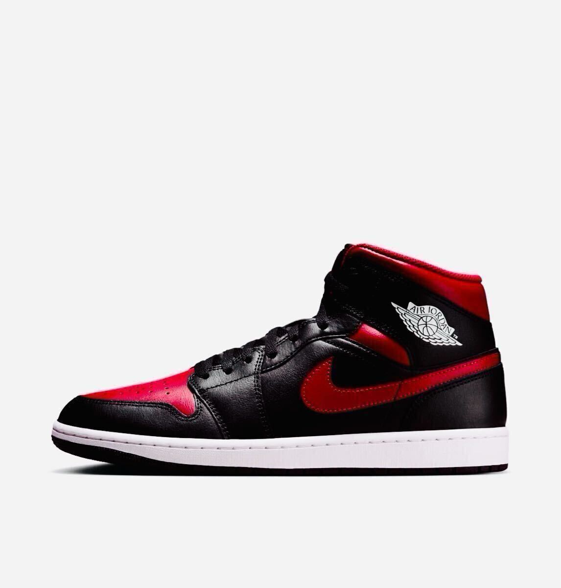 ☆送料込■新品28.5cm■ナイキ エア ジョーダン１MID ブラック/サミットホワイト/バーシティレッドAIR JORDAN 1 【定価.18700円】_画像3