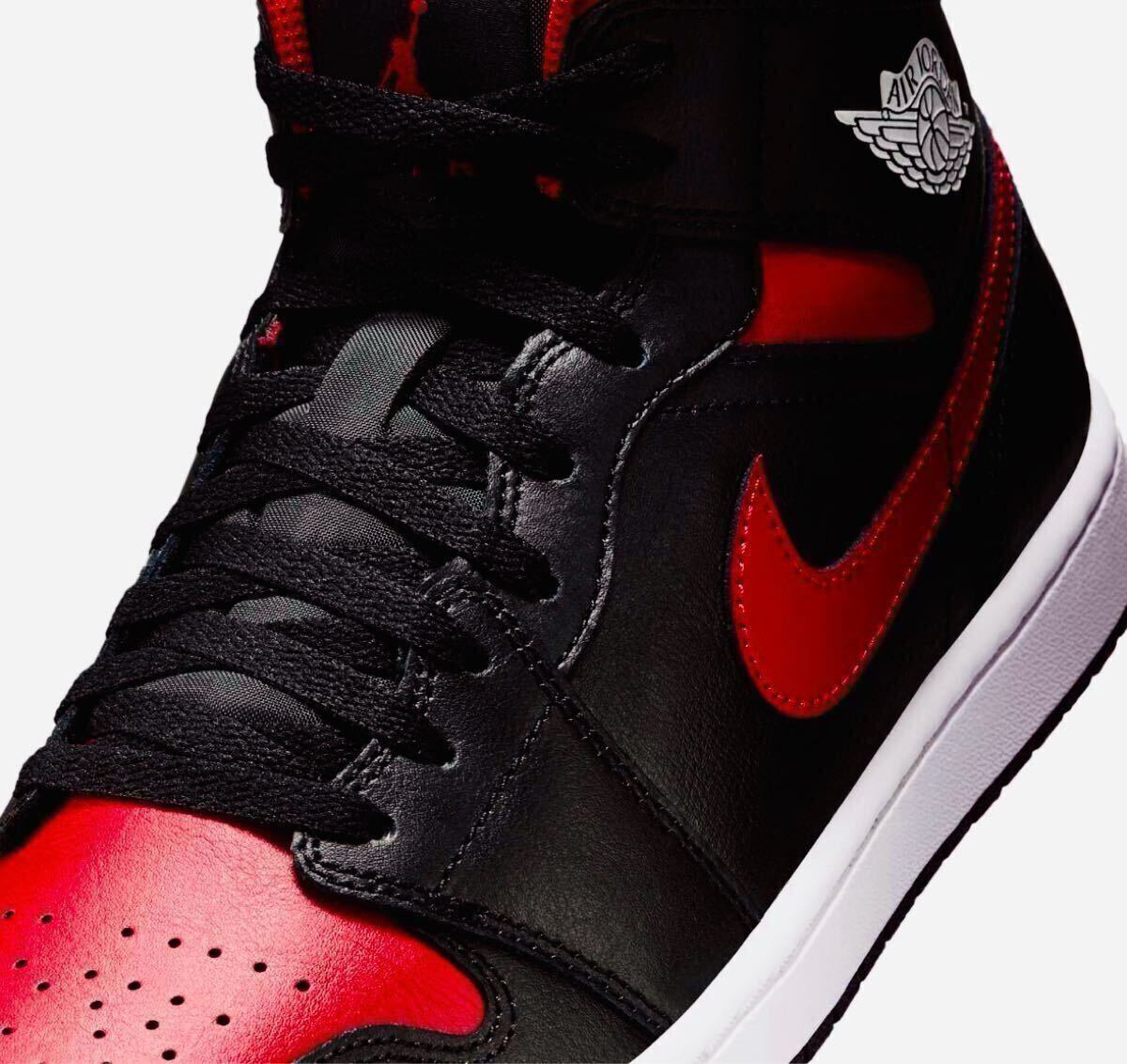 ☆送料込■新品28.5cm■ナイキ エア ジョーダン１MID ブラック/サミットホワイト/バーシティレッドAIR JORDAN 1 【定価.18700円】_画像6