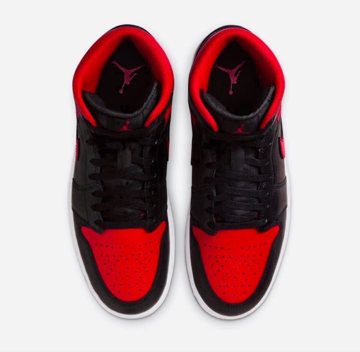 ☆送料込■新品28.5cm■ナイキ エア ジョーダン１MID ブラック/サミットホワイト/バーシティレッドAIR JORDAN 1 【定価.18700円】_画像4