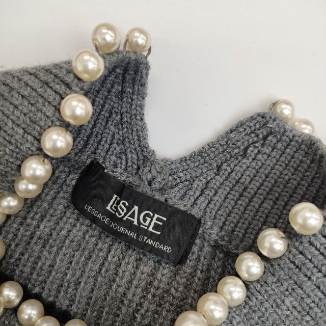 JOURNAL STANDARD L'essage パール畦プルオーバー セーター ニット 24AW グレー ジャーナルスタンダードレサージュ 5-0820T 264986_画像3