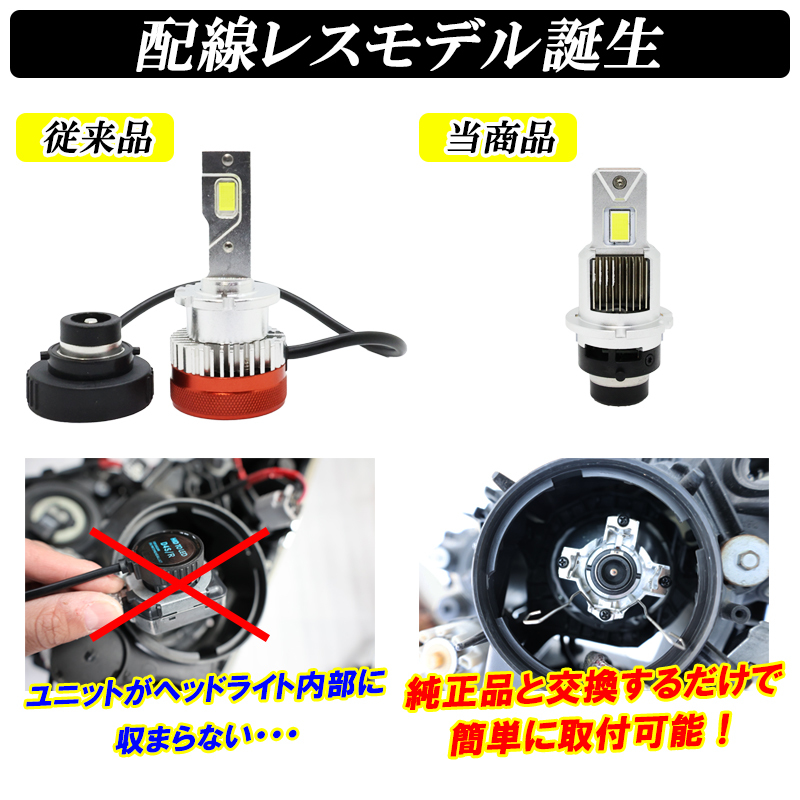 タントカスタム L375S L385S ムーヴカスタム LA100S LA110S L175S L185S 純正 HID変換用 LEDヘッドライト D4S D4R 10000LM 45W 車検対応_画像6