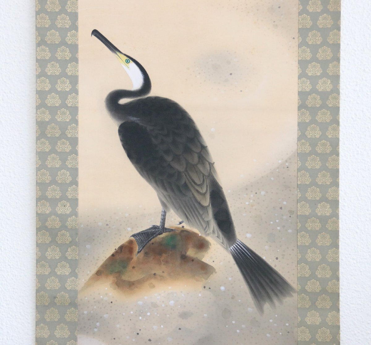 【真作】『森白甫』日本芸術院会員「鵜」絹本軸装　共箱　掛軸　書画　日本画　日本美術品_画像8