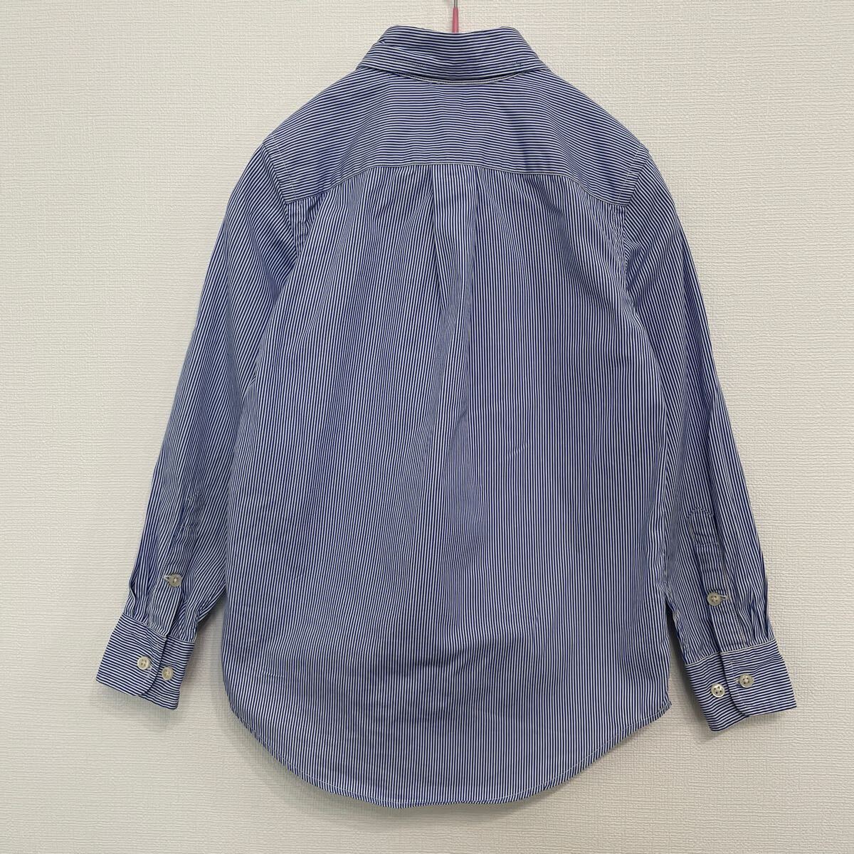 【205】男の子　ラルフローレン　140 長袖シャツ　ストライプシャツ　BDシャツ　ブルー　ホワイト　青白　ポニーロゴ刺繍_画像4