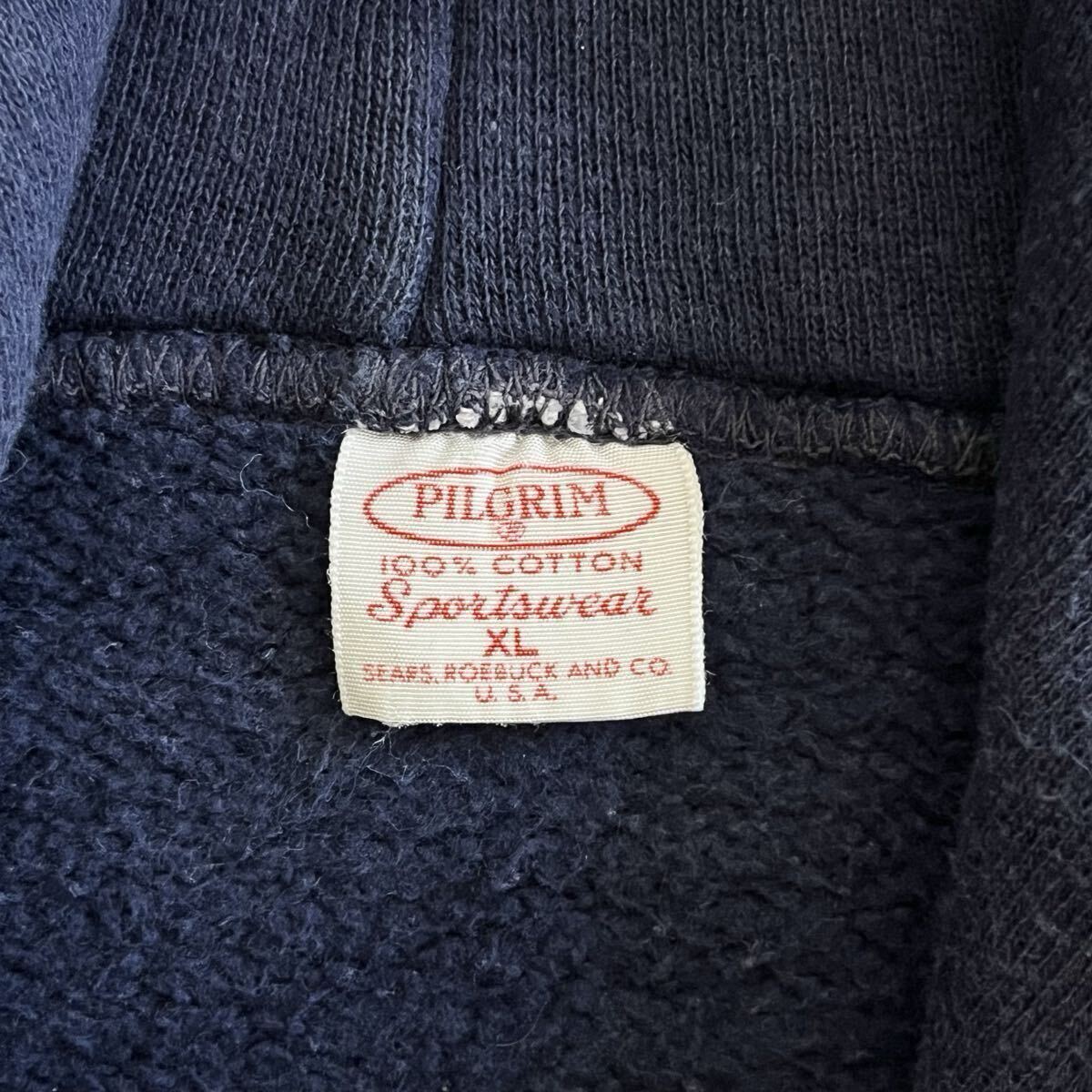 XL! 50s PILGRIM 無地 セットイン スウェット パーカー ネイビー ビンテージ 50年代 ピルグリム フーディ オリジナル ヴィンテージ_画像4
