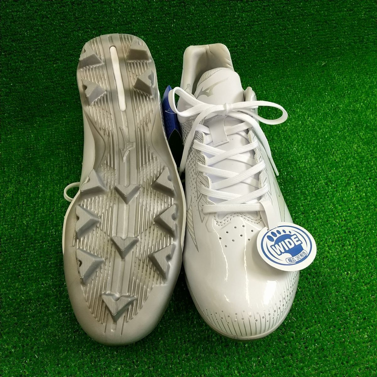 59 激安 ミズノ ポイントスパイク ホワイト 27.0cm 11GP222101 3E ウェーブライトレボ 新品_画像3