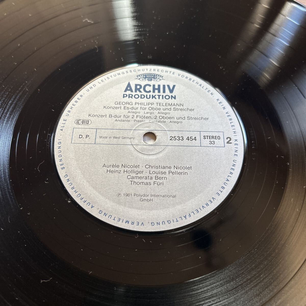 ◆西独ARCHIV盤 ハインツ・ホリガー、カメラータ・ベルン テレマン&マルチェルロ 管楽器のための協奏曲集 2枚セット オリジナル盤_画像9