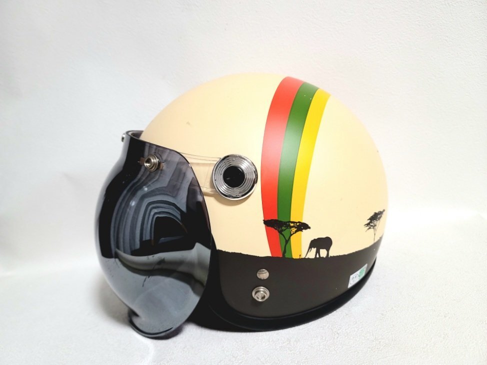 LEAD Street Alice ジェットヘルメット レディース向け フリーサイズ 55-57cm バイクヘルメット アフリカデザイン 2011年制 PSCマークあり