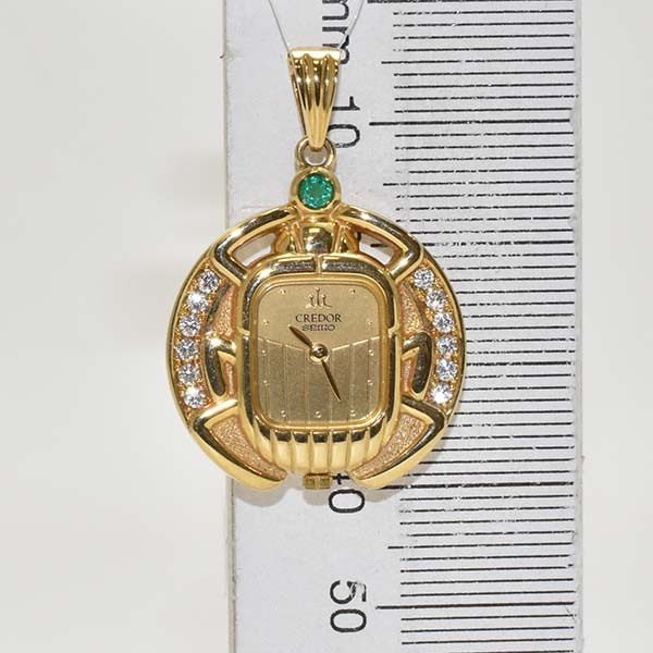 セイコー クレドール レディース GTTE846 18金イエローゴールド K18YG クォーツ 1E70-3B10 約18.5g ポケットウォッチ ペンダントウォッチ_画像4
