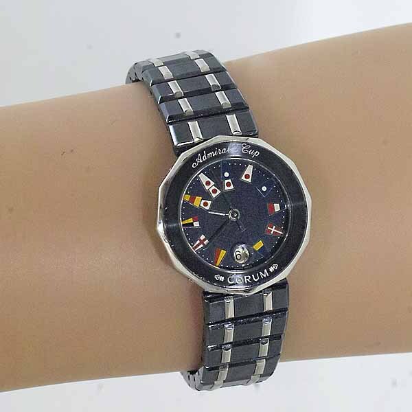 コルム アドミラルズカップ レディース 39.610.30 V50 ガンブルー ステンレス クォーツ CORUM_画像4