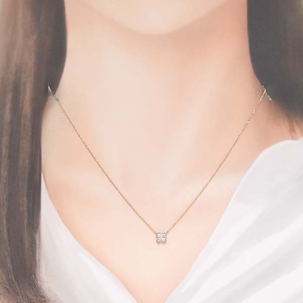  Vendome бриллиант 0.12ct 18 золотой розовое золото K18PG колье коробка цветок цветок VENDOME