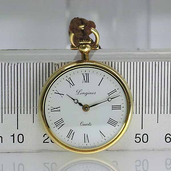 ロンジン 18金イエローゴールド K18YG クォーツ 総重量29.3g 懐中時計 ポケットウォッチ LONGINES_画像3