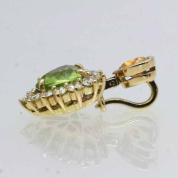 ジュエルスタジオ ダイヤモンド 0.85ct ペリドット ジルコン 18金イエローゴールド K18YG ペンダント トップ ハート JEWEL STUDIO_画像2