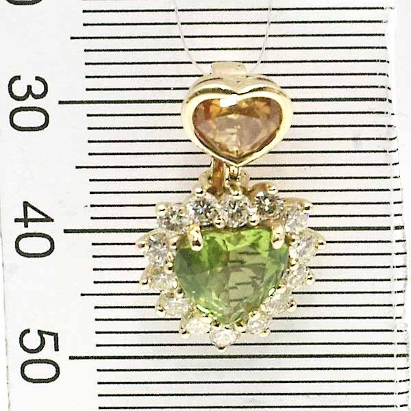 ジュエルスタジオ ダイヤモンド 0.85ct ペリドット ジルコン 18金イエローゴールド K18YG ペンダント トップ ハート JEWEL STUDIO_画像5