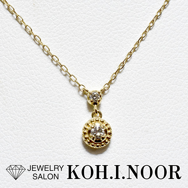  Vendome бриллиант 0.04ct 18 золотой желтое золото K18YG колье коробка VENDOME маленький колье 