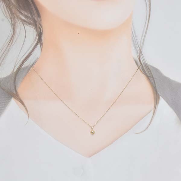  Vendome бриллиант 0.04ct 18 золотой желтое золото K18YG колье коробка VENDOME маленький колье 